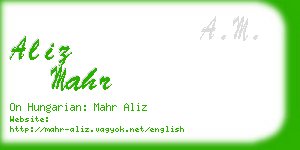 aliz mahr business card